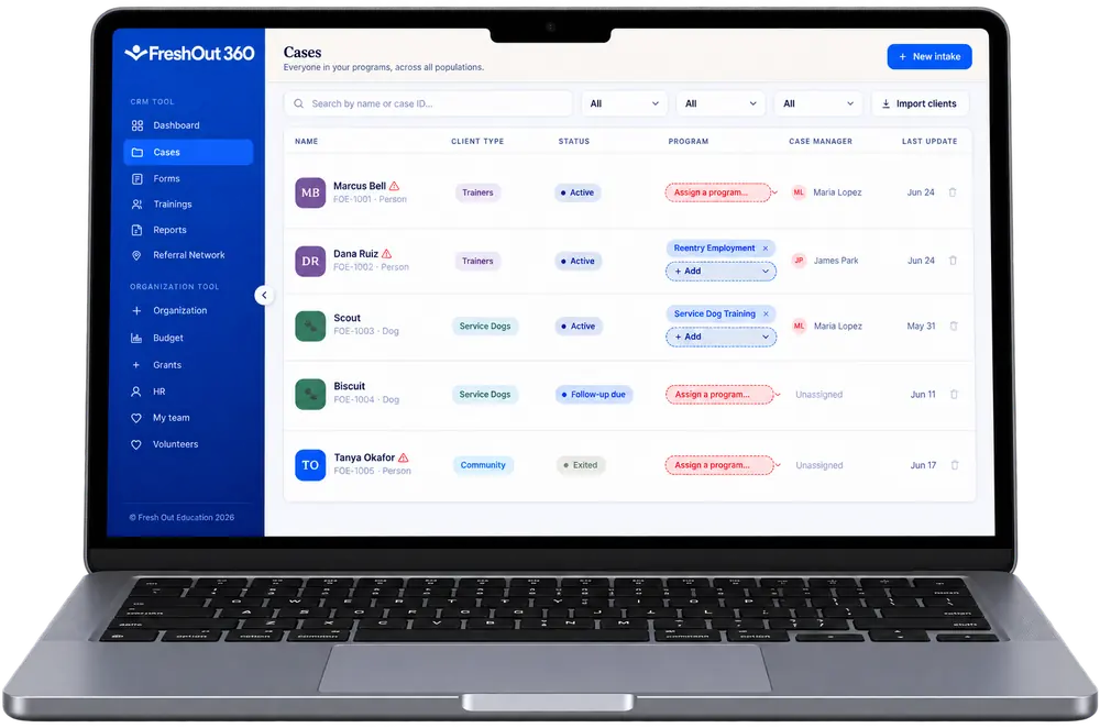 FreshOut 360 Case Management screen