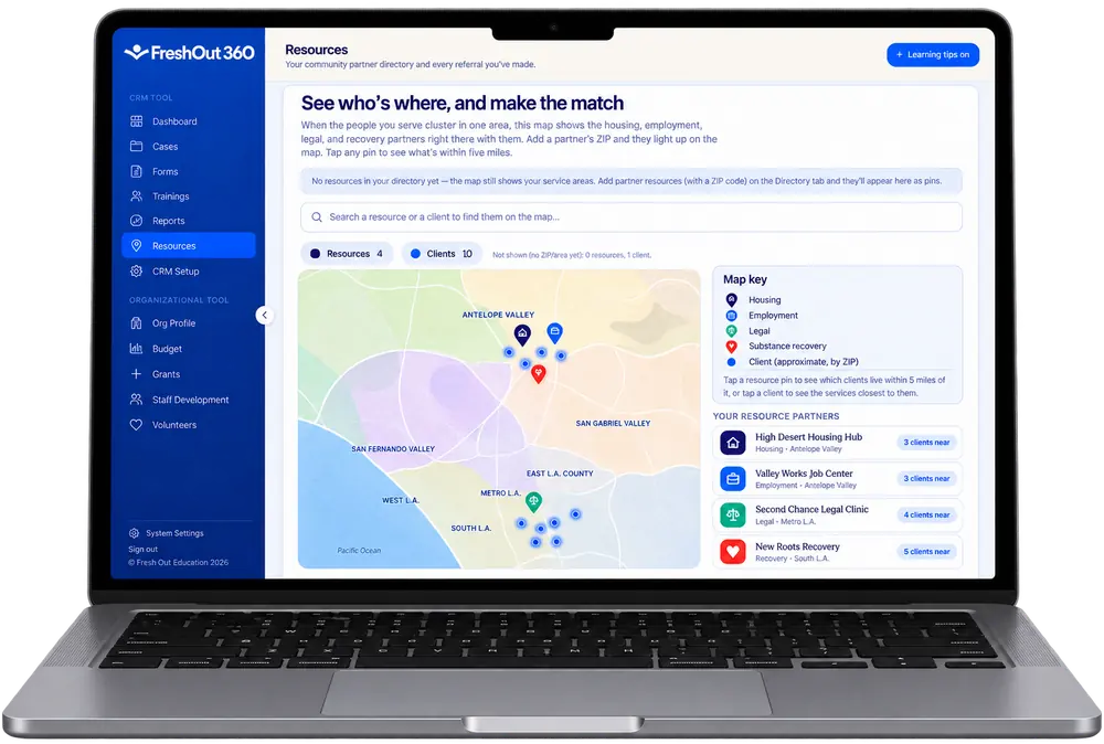 FreshOut 360 Referral Network screen